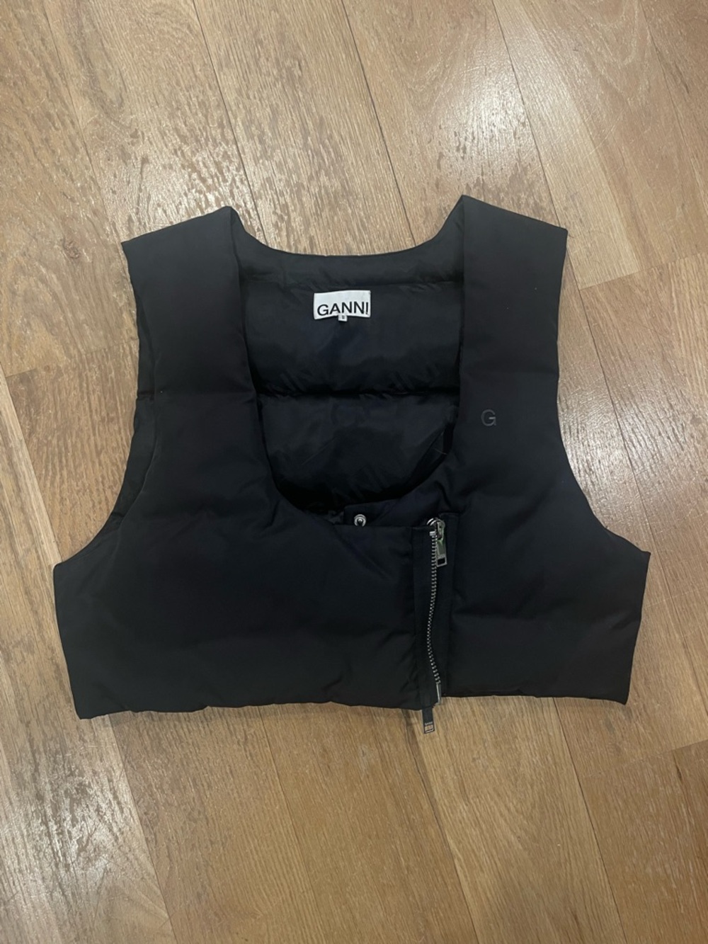 Ganni Black Cropped Puffer Vest